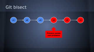 Git bisect
c2 c3 c4 c5c1 c5
Primeira versão
com problema
 