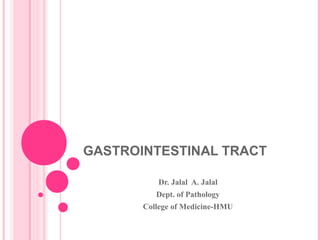 GASTROINTESTINAL TRACT
Dr. Jalal A. Jalal
Dept. of Pathology
College of Medicine-HMU
 