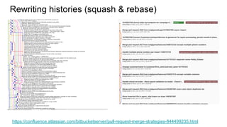 Rewriting histories (squash & rebase)
https://confluence.atlassian.com/bitbucketserver/pull-request-merge-strategies-844499235.html
 