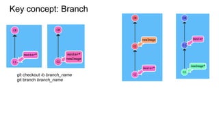 Key concept: Branch
git checkout -b branch_name
git branch branch_name
 