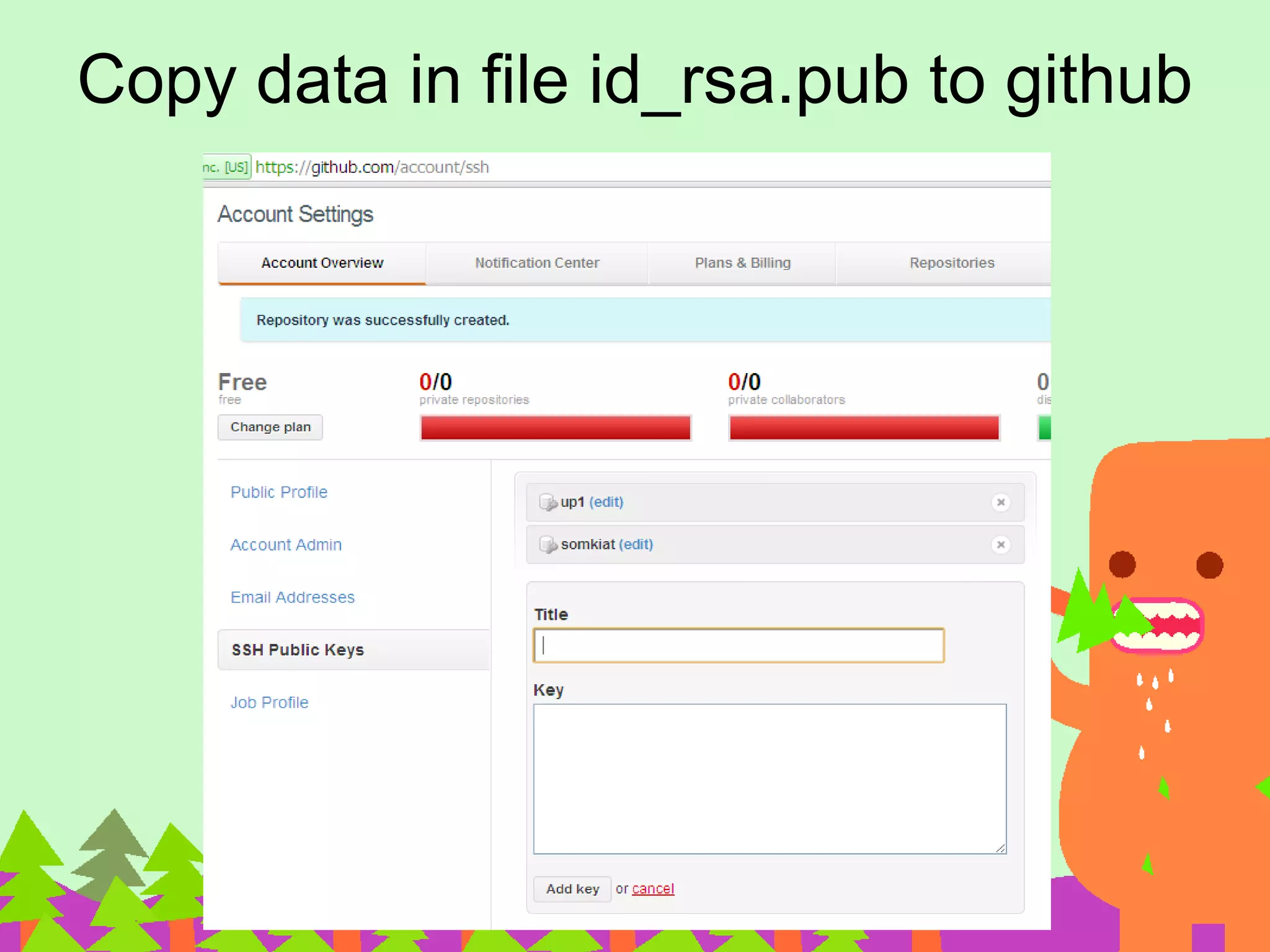 Copy data in file id_rsa.pub to github
 