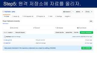 Step5: 원격 저장소에 자료를 올리자.
 