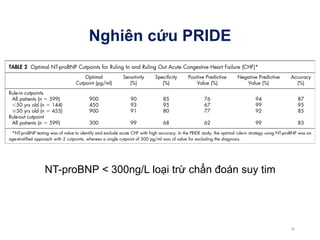 NT-proBNP < 300ng/L loại trừ chẩn đoán suy tim
18
Nghiên cứu PRIDE
 