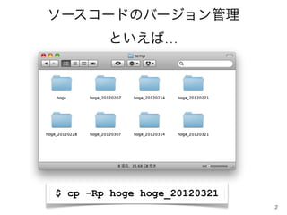 ``ɤΥЩ`
        ȤС




$ cp -Rp hoge hoge_20120321
                              2
 