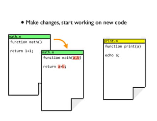 • Make changes, start working on new code
/9"!,/
:)'-"&.'8/9"!;<                        #*&'",/
                                       :)'-"&.'8#*&'";9<
*3")*'8=>=?       /9"!,/
                                       3-!.89?
                  :)'-"&.'8/9"!;9@0<

                  *3")*'89>0?
 