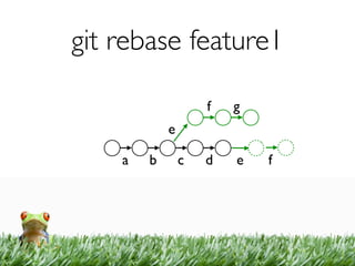 git rebase feature1

                    f   g
            e

    a   b       c   d   e   f
 