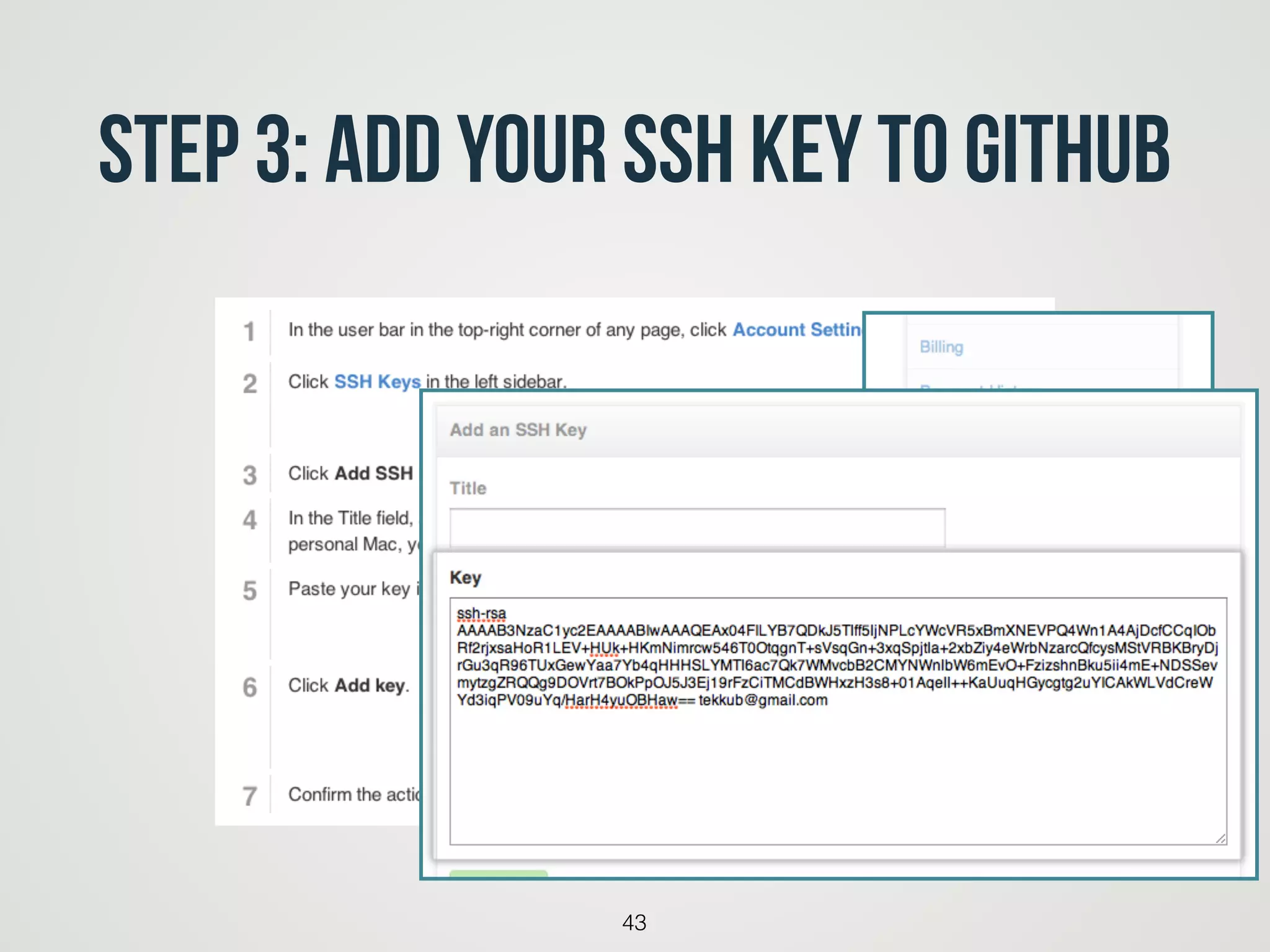 Step 3: Add your SSH key to GitHub
43
 