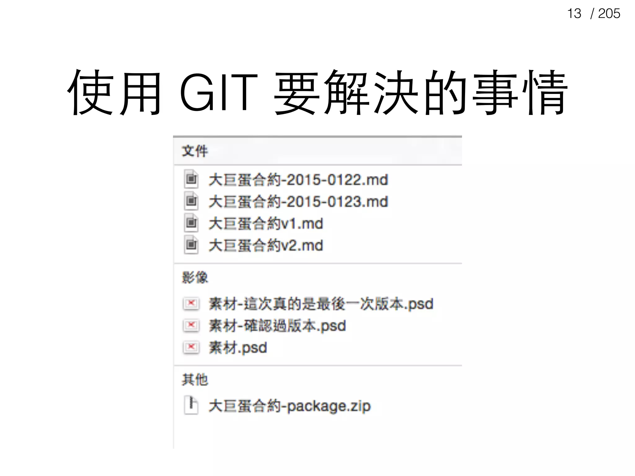/ 20513
使⽤用 GIT 要解決的事情
 