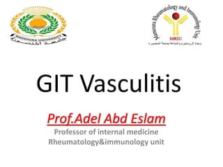 GIT Vasculitis
Prof.Adel Abd Eslam
Professor of internal medicine
Rheumatology&immunology unit
 