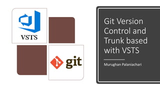 Git Version
Control and
Trunk based
with VSTS
Murughan Palaniachari
 