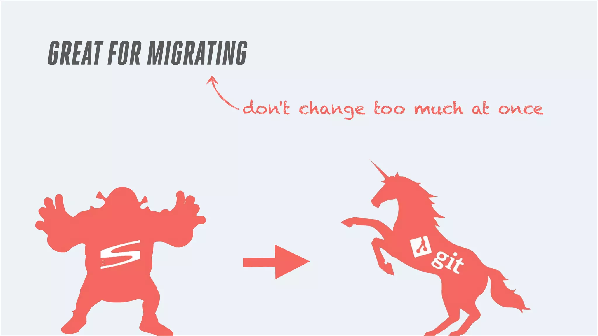 GREAT FOR MIGRATING
don't change too much at once

 