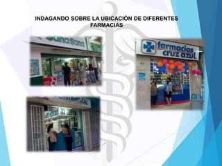INDAGANDO SOBRE LA UBICACIÓN DE DIFERENTES
FARMACIAS

 