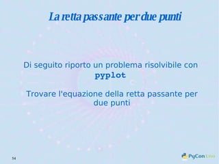 La retta passante per due punti Di seguito riporto un problema risolvibile con  pyplot   Trovare l'equazione della retta passante per due punti 