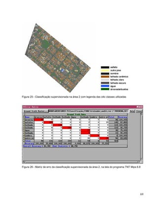 Figura 25 - Classificação supervisionada na área 2 com legenda das oito classes utilizadas
Figura 26 - Matriz de erro da classificação supervisionada da área 2, na tela do programa TNT Mips 6.8
69
 