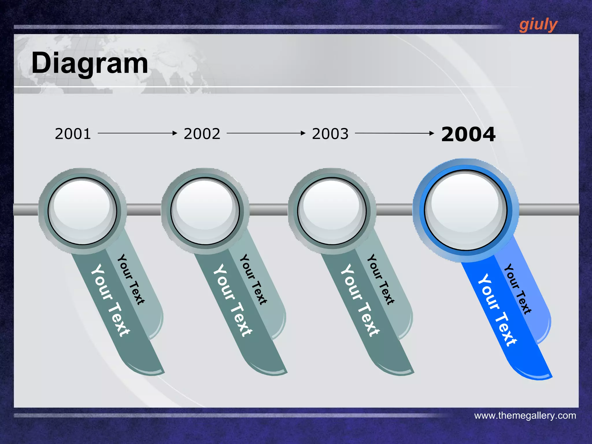 Diagram www.themegallery.com 2001 2002 2003 2004 Your Text Your Text Your Text Your Text Your Text Your Text Your Text Your Text 