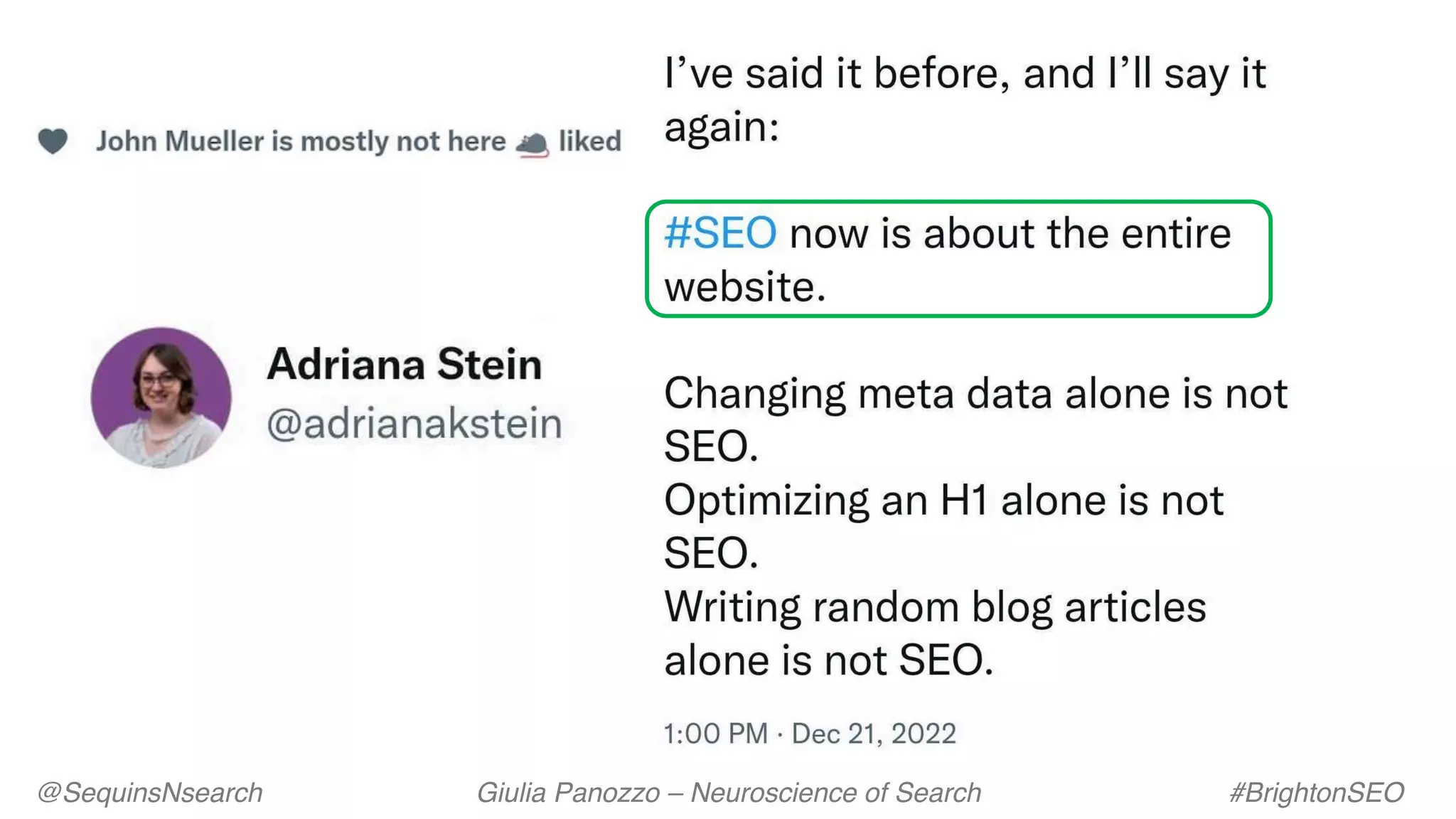 @SequinsNsearch Giulia Panozzo – Neuroscience of Search #BrightonSEO
 