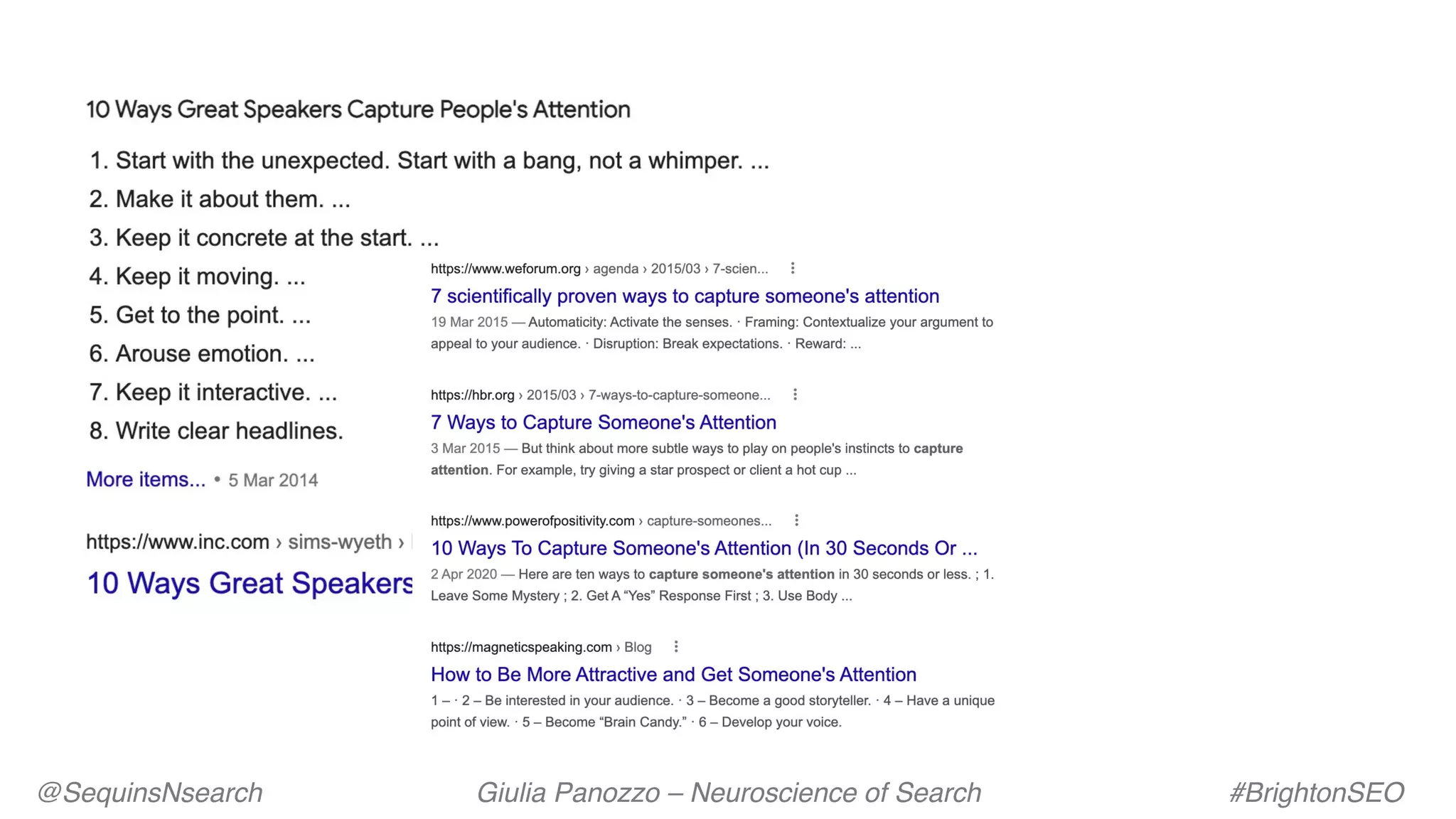 @SequinsNsearch Giulia Panozzo – Neuroscience of Search #BrightonSEO
 