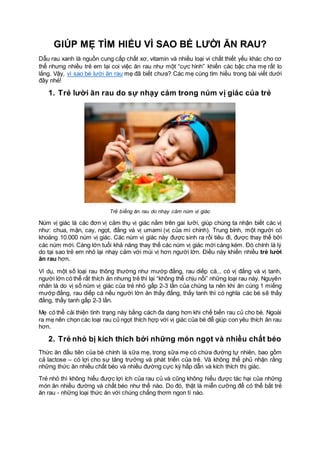 Giúp mẹ tìm hiểu lý do vì sao bé lười ăn rau? | PDF