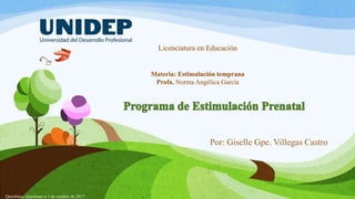 Por: Giselle Gpe. Villegas Castro
Licenciatura en Educación
Materia: Estimulación temprana
Profa. Norma Angélica García
Querétaro, Querétaro a 3 de octubre de 2017
 