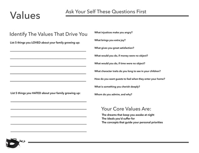 Giveaway Values Discovery Worksheet PPT