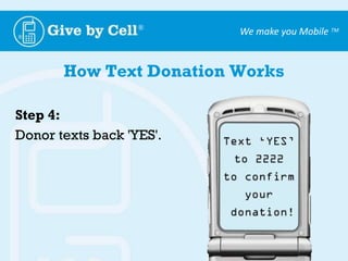 How Does Mobile Giving Compare?Will not likely replace traditional form of givingAs with online donations, It will only be a matter of time until mobile giving will be widely used and trusted Environmentally friendly