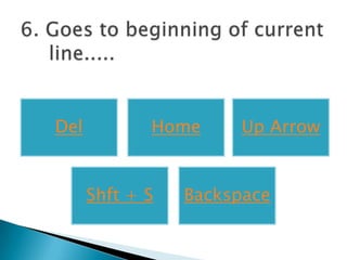 Del          Home     Up Arrow


      Shft + S   Backspace
 