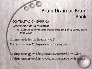 Brain Drain or Brain Bank CONTRASTACIÓN EMPÍRICA Descripción de la muestra: Patentes de inventores indios emitidas por la USPTO entre 1981-2000 