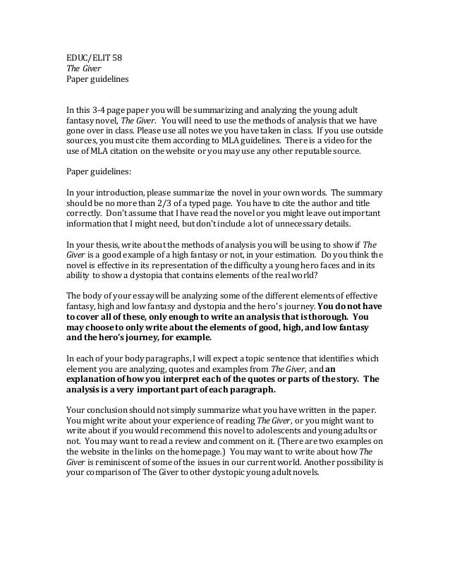 The Giver Essay Examples - Free Research Papers on blogger.com
