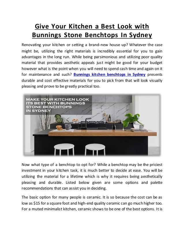 Give Your Kitchen A Best Look With Bunnings Stone Benchtops In Sydney