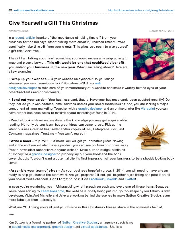 Give Yourself A Gift This Christmas