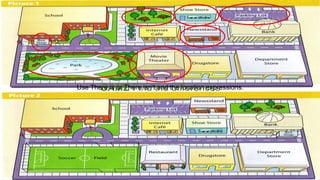 GAME Find the differences
Use There is or There isn’t and the location expressions.
 