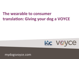 The	
  wearable	
  to	
  consumer	
  
transla1on:	
  Giving	
  your	
  dog	
  a	
  VOYCE	
  
mydogsvoyce.com	
  
 