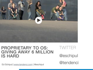 PROPRIETARY TO OS: 

GIVING AWAY 6 MILLION 

IS HARD

!
!Ed Schipul | www.tendenci.com | @eschipul
TWITTER 
@eschipul 
@te...