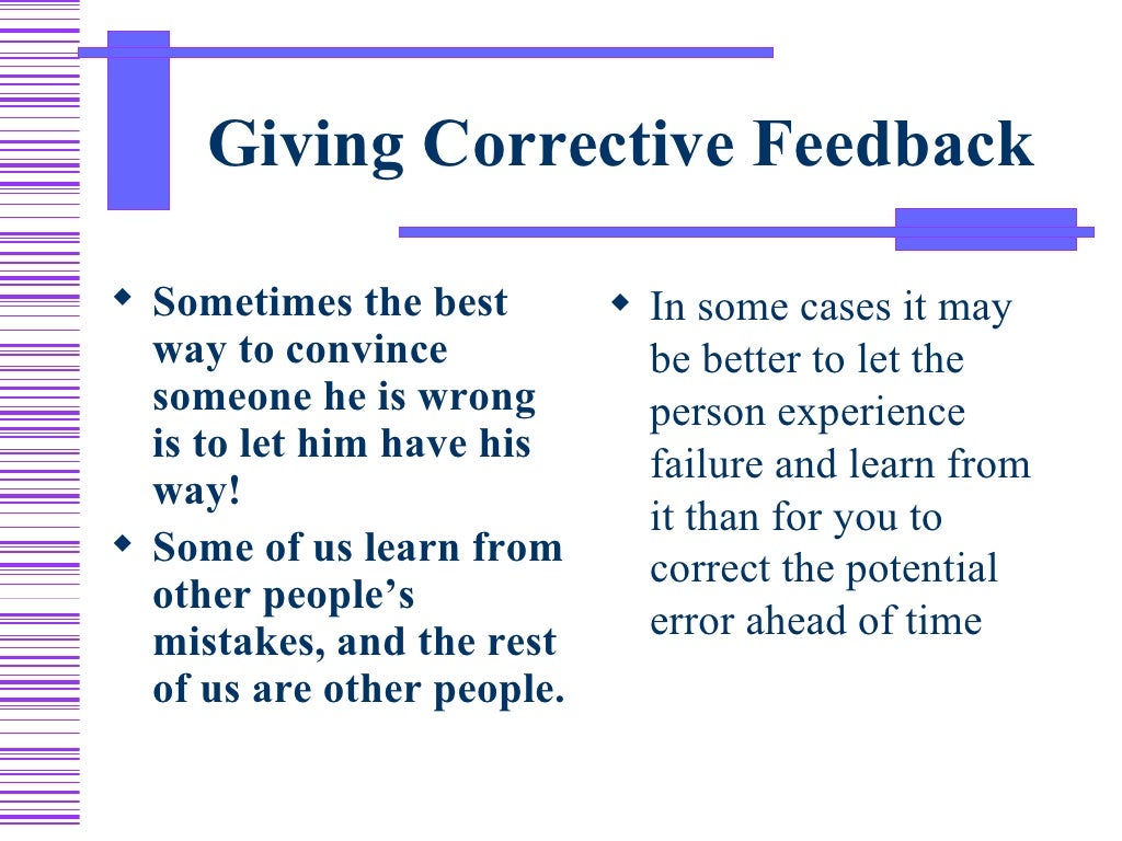 Giving Corrective Feedback