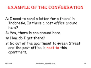 Driving Direction Text Example Giving direction | PPT