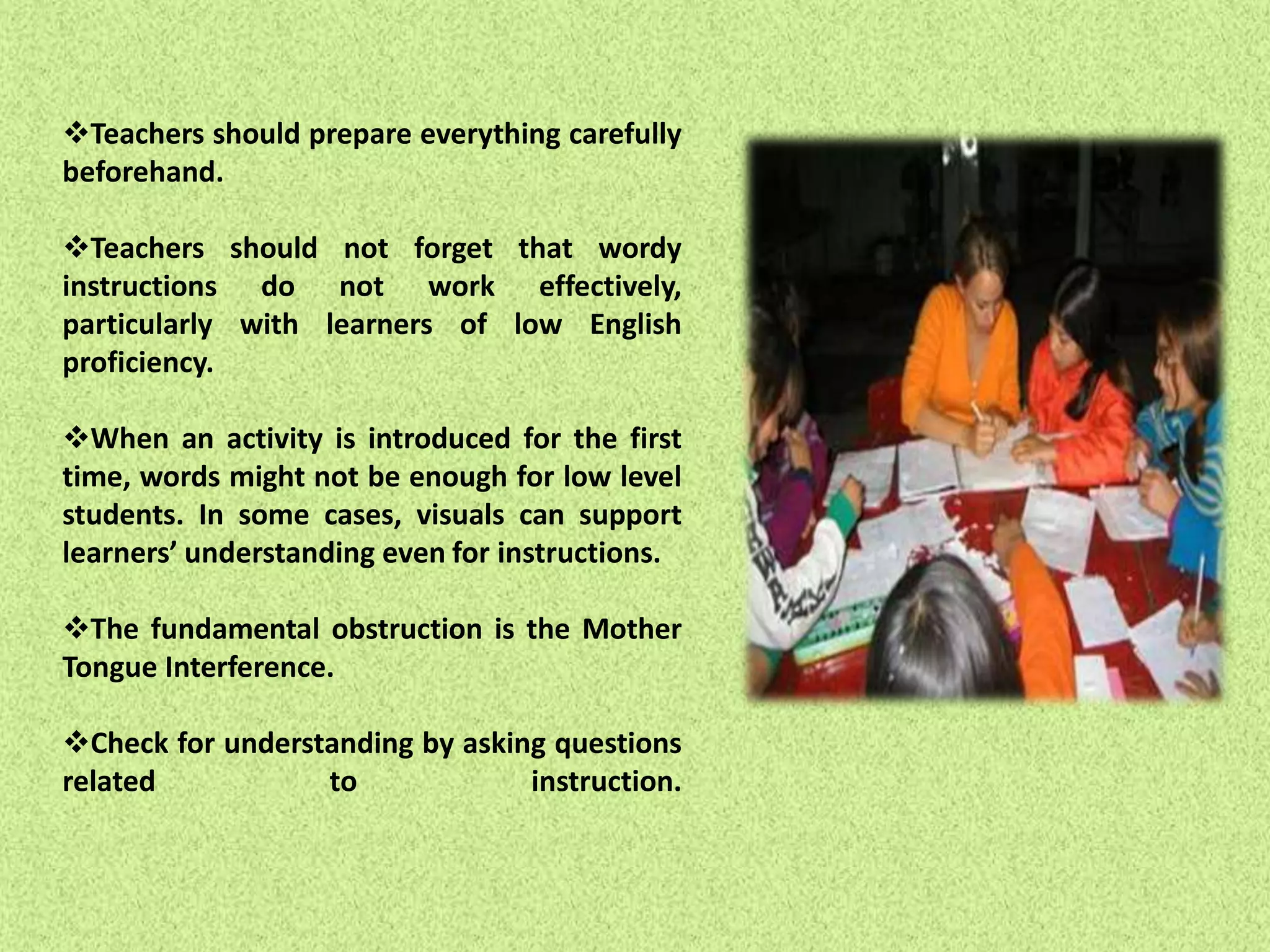 What information do students need first?