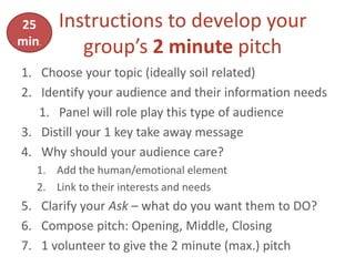 Giving soil a voice: key messaging and pitching  