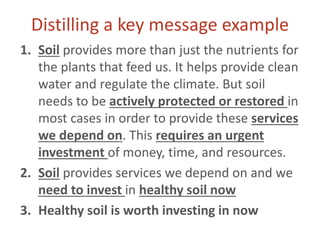 Giving soil a voice: key messaging and pitching  