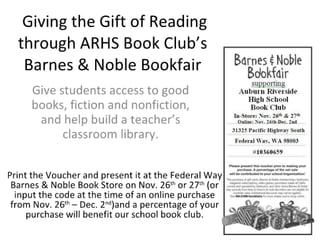 Giving the gift of reading through arhs book ad.