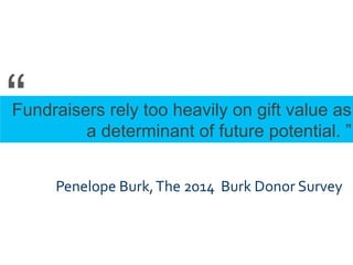 Truth	
  bomb	
  
Thank you call
from board
member
Source: Burk, P. (2012). The Cygnus Donor Survey, Where Philanthropy is...