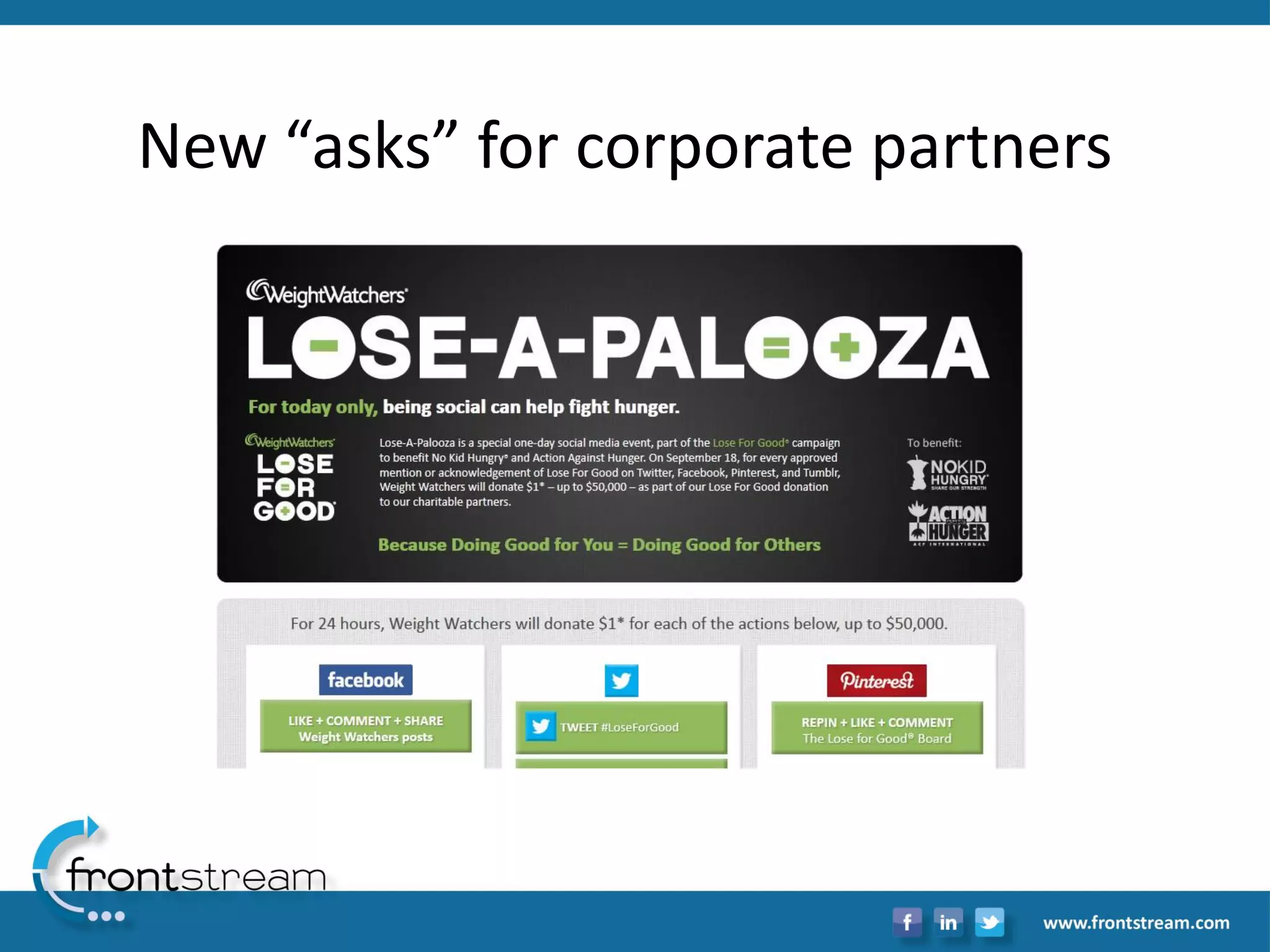 New “asks” for corporate partners  