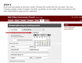Step 5: 
Now you are ready to set your cycle. Choose the cycle that fits you best. You can choose weekly, every 2 weeks, monthly, quarterly, or annually. Click anywhere in the start date field to pop up the calendar.  