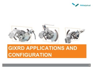 GIXRD APPLICATIONS AND
CONFIGURATION
8
 