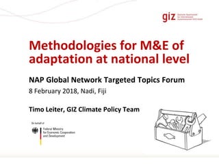 Page 1
Methodologies for M&E of
adaptation at national level
NAP Global Network Targeted Topics Forum
8 February 2018, Nad...