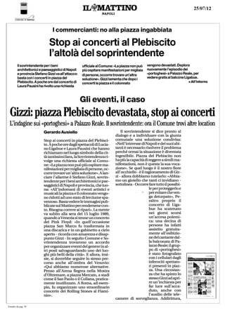 Gizzi   piazza plebiscito devastata, stop ai concerti.