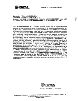 Contrato entre Petrocarabobo y Servintsa Comercial S.A.