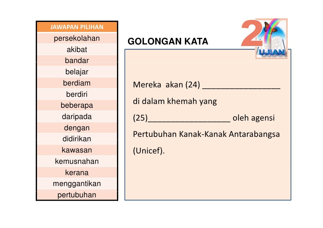 Latihan Bahasa Melayu Psle Golongan Kata 06