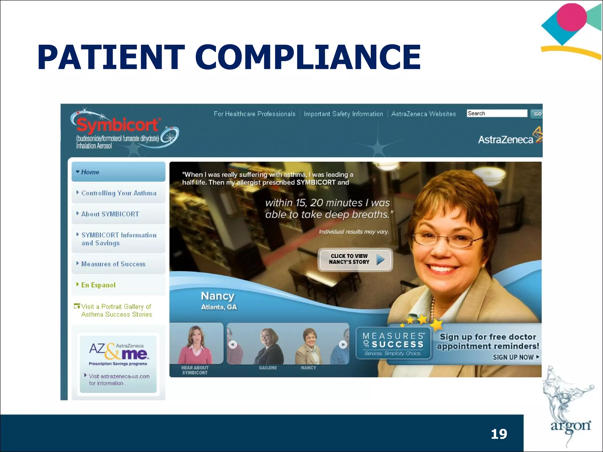 PATIENT COMPLIANCE




                     19
 