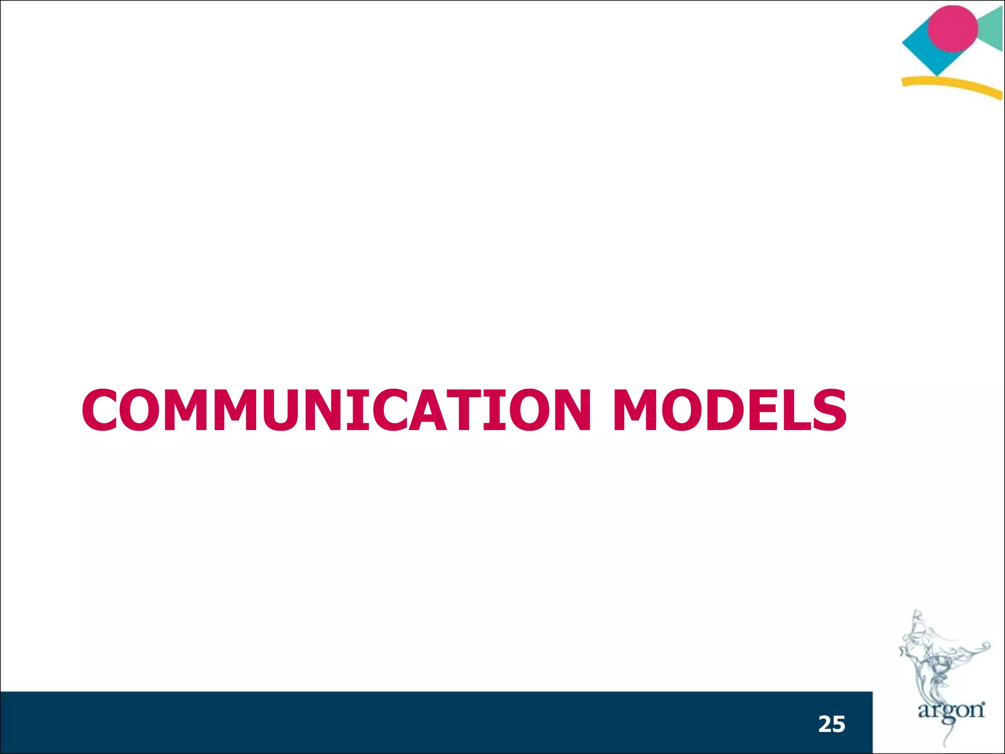 COMMUNICATION MODELS




                   25
 