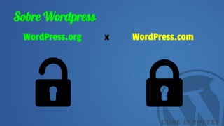 Sobre Wordpress
WordPress.org x WordPress.com
 